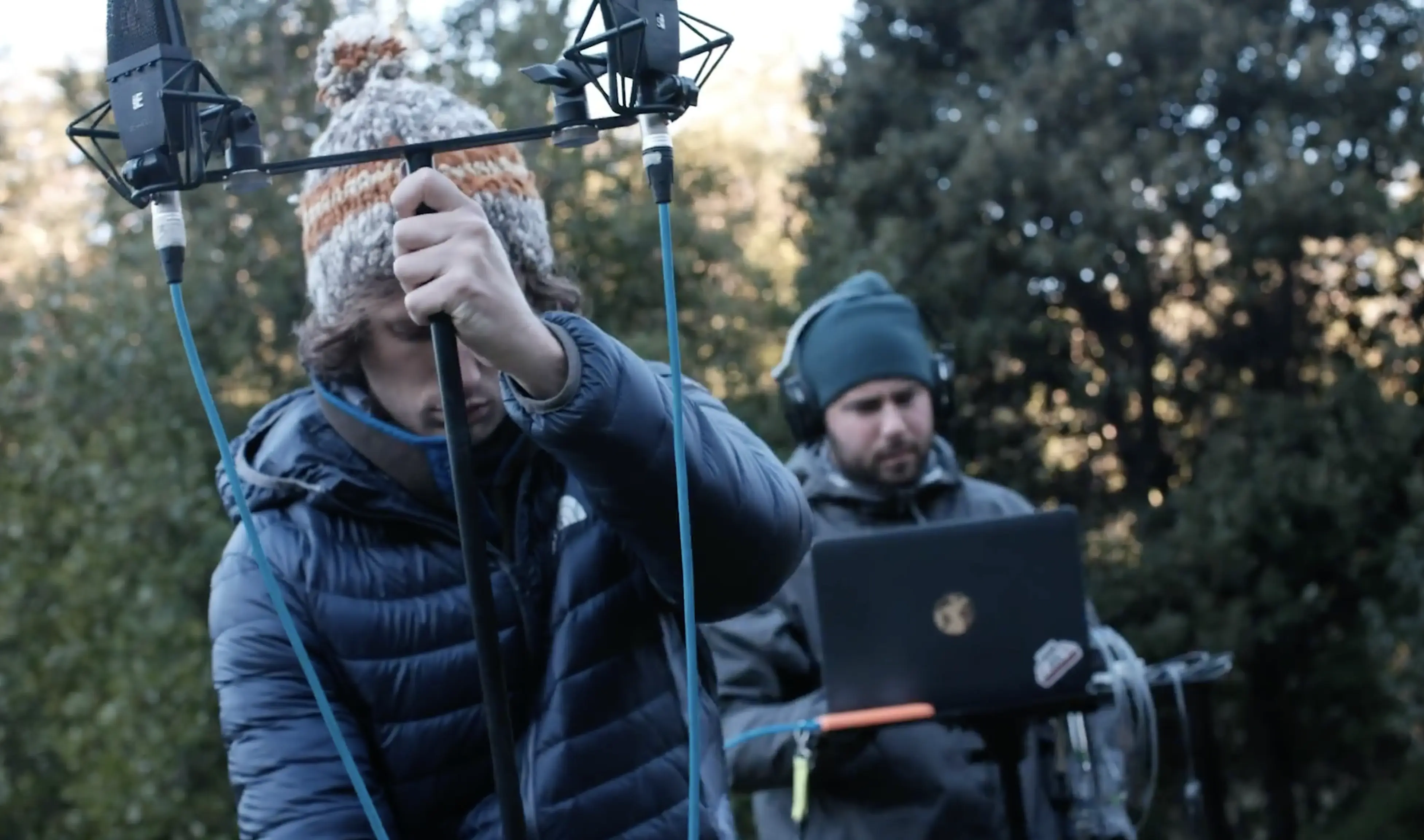 The expedition recording on location in Patagonia